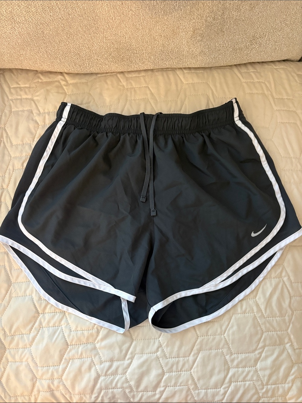 Nike Black Athletic Shorts with White Piping